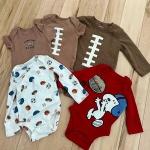 Carter's Brown and Red Football Bodysuit Set